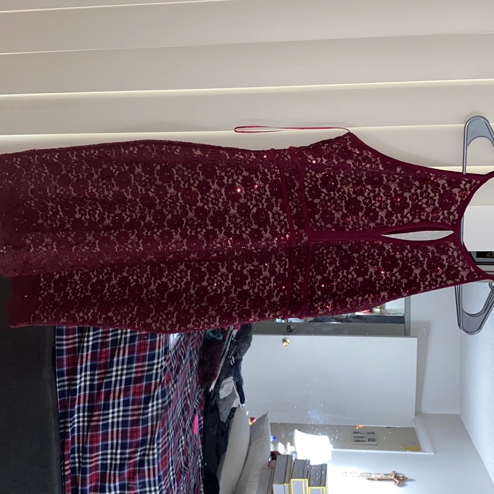 Burgundy sequined dress